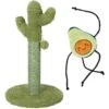 Frisco Cactus Cat Scratching Post & Frisco Dangly Avocado Buddy Plush Cat Toy With Catnip