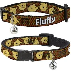 Buckle-Down Disney Winnie The Pooh Expressions & Honeycomb Personalized Breakaway Cat Collar With Bell