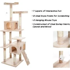 Pet Adobe Multi-Level 66.3-in Cat Tree & Condo -Cat Supplies 315012 PT2. AC SS1800 V1626385920