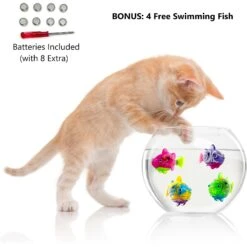 Pet Fit For Life 4-Piece Bundle Interactive Swimming Fish + Feather Wand Cat Toy -Cat Supplies 316698 PT3. AC SS1800 V1632174121