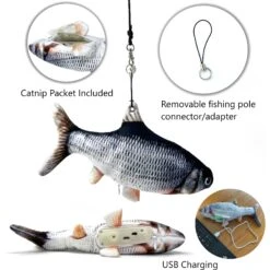 Pet Fit For Life Robotic Floppy Fish & Wand Cat Toy -Cat Supplies 316700 PT2. AC SS1800 V1631763074