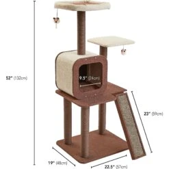 Two By Two The Redwood 53-in Cat Tree & Condo, Beige/Brown -Cat Supplies 316946 PT2. AC SS1800 V1642633898