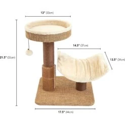 Two By Two The Yaupon 21.5-in Cat Tree & Lounger, Beige -Cat Supplies 316950 PT2. AC SS1800 V1642646824