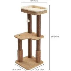 Two By Two The Beech 39-in Cat Tree, Beige -Cat Supplies 316952 PT2. AC SS1800 V1642651000
