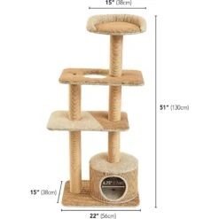 Two By Two The Cottonwood 51-in Cat Tree & Condo, Beige -Cat Supplies 316954 PT2. AC SS1800 V1642641414