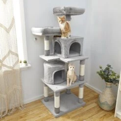Frisco 61-in Faux Fur Cat Tree & Condo & Frisco 38-in Cat Tree With Condo, Top Perch & Toy -Cat Supplies 318964 PT4. AC SS1800 V1630365995