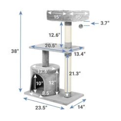 Frisco 61-in Faux Fur Cat Tree & Condo & Frisco 38-in Cat Tree With Condo, Top Perch & Toy -Cat Supplies 318964 PT6. AC SS1800 V1630359370