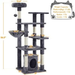 Yaheetech 56.5-in Multilevel Cat Tree -Cat Supplies 325712 PT2. AC SS1800 V1662668205