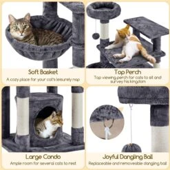 Yaheetech 56.5-in Multilevel Cat Tree -Cat Supplies 325712 PT3. AC SS1800 V1662689423