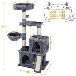 Yaheetech Multi-Level 53.5-in Plush Cat Tree -Cat Supplies 325719 PT2. AC SS1800 V1631160076