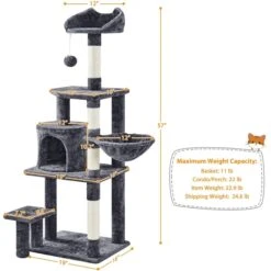 Yaheetech 57-in Cat Tree Tower -Cat Supplies 325725 PT2. AC SS1800 V1686153353