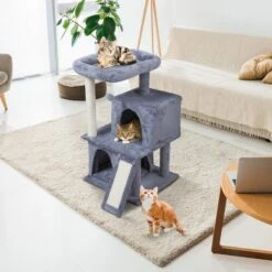 Coziwow By Jaxpety Faux Fur Cat Tree Tower & Condos With Scratch Posts, 34-inch, Grey -Cat Supplies 330934 PT2. AC SS1800 V1632320822