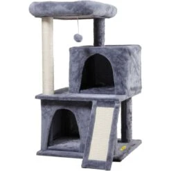 Coziwow By Jaxpety Faux Fur Cat Tree Tower & Condos With Scratch Posts, 34-inch, Grey -Cat Supplies 330934 PT3. AC SS1800 V1632320499