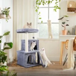 Coziwow By Jaxpety Faux Fur Cat Tree Tower & Condos With Scratch Posts, 34-inch, Grey -Cat Supplies 330934 PT8. AC SS1800 V1642180889