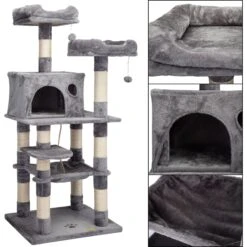 Coziwow By Jaxpety 58-in Cat Tree & Condo With Hammock, Grey -Cat Supplies 330952 PT4. AC SS1800 V1663604975