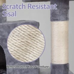 Coziwow By Jaxpety 58-in Cat Tree & Condo With Hammock, Grey -Cat Supplies 330952 PT7. AC SS1800 V1663604041