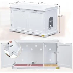 Coziwow By Jaxpety Wooden Storage Bench Cat Litter Box -Cat Supplies 333351 PT2. AC SS1800 V1670266465