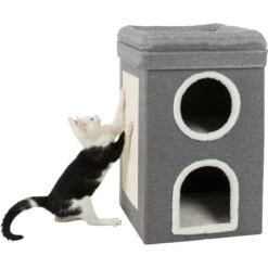 TRIXIE Saul 2-Story Cat Condo & Perch, Gray -Cat Supplies 333730 PT2. AC SS1800 V1634088421