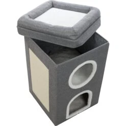 TRIXIE Saul 2-Story Cat Condo & Perch, Gray -Cat Supplies 333730 PT5. AC SS1800 V1634080896