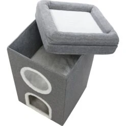 TRIXIE Saul 2-Story Cat Condo & Perch, Gray -Cat Supplies 333730 PT6. AC SS1800 V1634074943