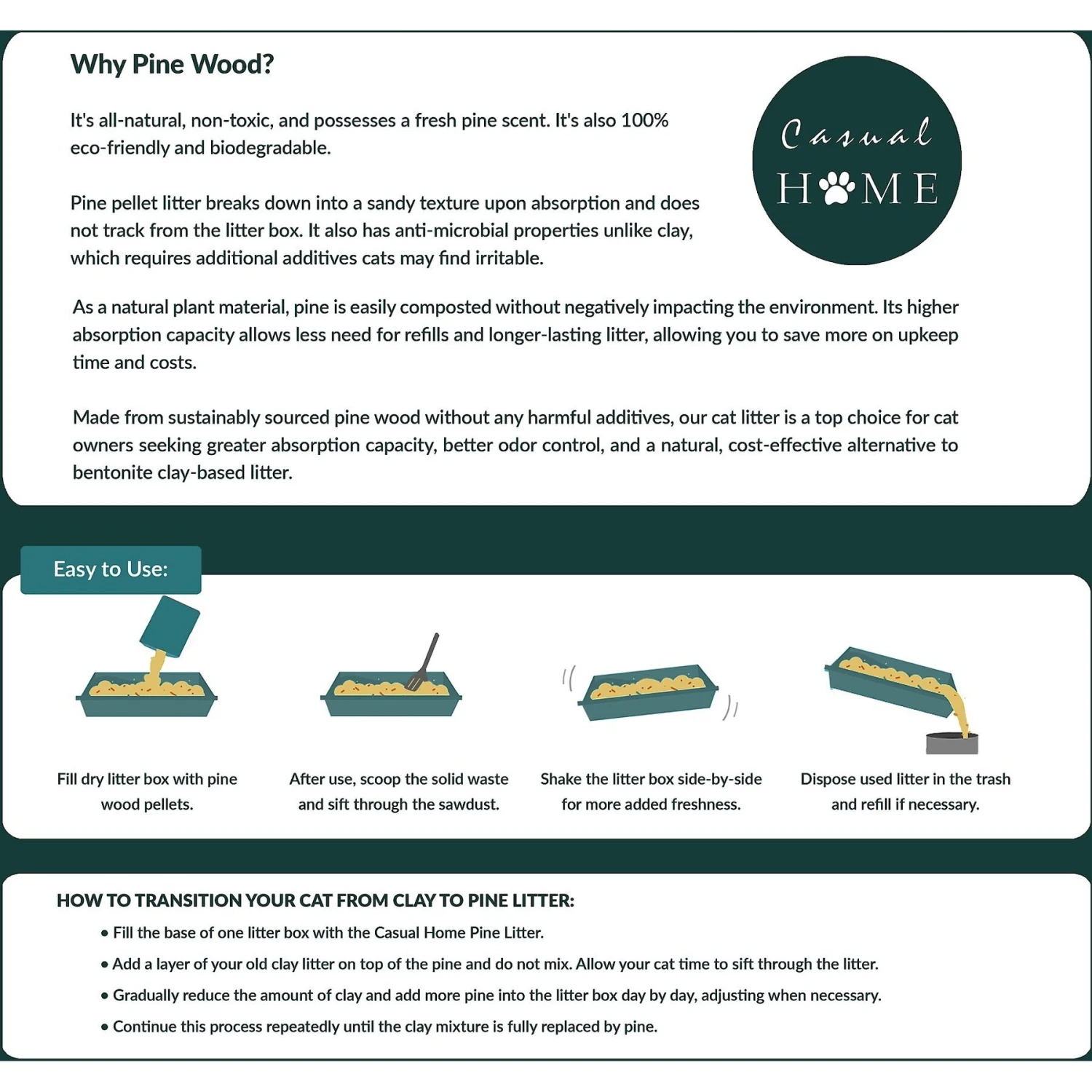 Casual Home Natural Pine Pellet Unscented Non-Clumping Cat Litter, 20-lb Bag 8 Casual Home Natural Pine Pellet Unscented Non-Clumping Cat Litter, 20-lb Bag - Image 8