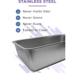 IPrimio Stainless Steel Cat Litter Box, X-Large -Cat Supplies 352817 PT2. AC SS1800 V1642529486