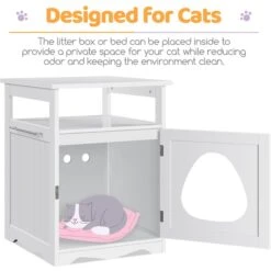 Yaheetech End Table Cat Litter Box Enclosure With Wooden Structure Open Shelf -Cat Supplies 354090 PT4. AC SS1800 V1697756647
