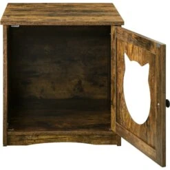 Sweet Barks Enclosed House Side Table Cat Litter Box, Rustic Brown -Cat Supplies 354503 PT7. AC SS1800 V1640043199