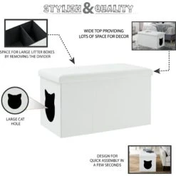 Sweet Barks Designer Enclosure Hidden Washroom Bench Ottoman Cat Litter Box -Cat Supplies 354508 PT3. AC SS1800 V1640042528
