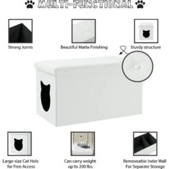 Sweet Barks Designer Enclosure Hidden Washroom Bench Ottoman Cat Litter Box -Cat Supplies 354508 PT4. AC SS1800 V1640043687