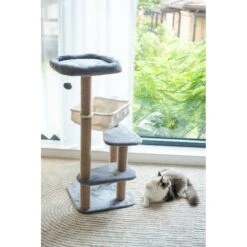 Catry 42.1-in Oak 7-Level Cat Tree With Jute Scratching Posts & Cozy Hammock -Cat Supplies 354549 PT2. AC SS1800 V1640317890