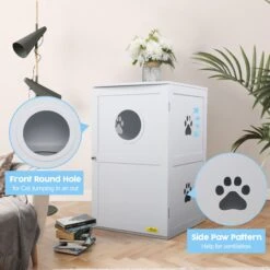 Coziwow By Jaxpety 2-Story Washroom House Cat Litter Box Enclosure -Cat Supplies 355097 PT8. AC SS1800 V1665525710