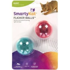 SmartyKat Flicker Balls Electronic Light Ball Cat Toy, Multicolor, Small, 2 Count