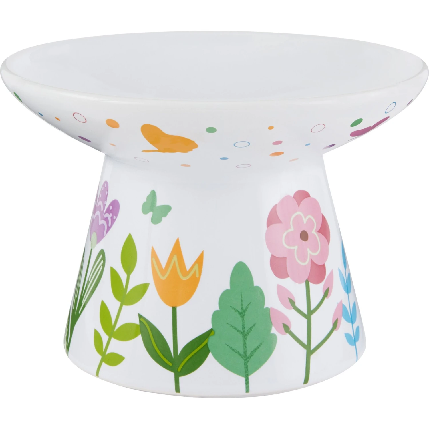 Frisco Cat Face Floral Wide Shape Elevated Non-Skid Ceramic Cat Bowl 1 Frisco Cat Face Floral Wide Shape Elevated Non-Skid Ceramic Cat Bowl