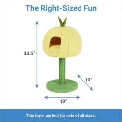 Frisco Pineapple 33.5" Plush Cat Scratching Post And Condo -Cat Supplies 371361 PT1. AC SS1800 V1664553660