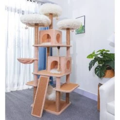 Catry 75-in Scratching Posts Condo Cat Tree, Beige -Cat Supplies 373043 PT3. AC SS1800 V1647011484