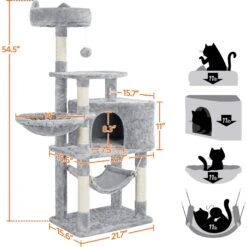 Yaheetech 3-Level Plush Cat Tree, Light Gray, Large -Cat Supplies 373193 PT2. AC SS1800 V1647479856