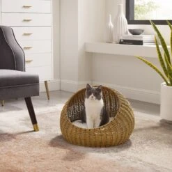 Sam's Pets Nala Wicker Cat Bed, Brown