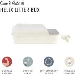 Sam's Pets Helix Cat Litter Box, White -Cat Supplies 373533 PT3. AC SS1800 V1647638222