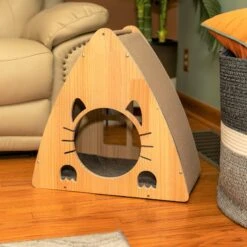 Armarkat Real Wood Triangular Cat Condo, Natural Beige, 22-in -Cat Supplies 515614 PT2. AC SS1800 V1649344922