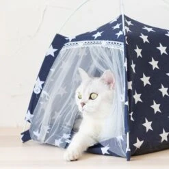 Lovely Caves Stars Dog & Cat Tent, Blue, Medium -Cat Supplies 525758 PT2. AC SS1800 V1659028194