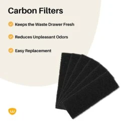 Litter-Robot 3 Cat Litter Box Carbon Filters, 6 Count -Cat Supplies 535294 PT2. AC SS1800 V1657658791