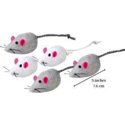 SunGrow Teething Chews Cat & Ferret Chase & Kicker Mouse Plush Toy, 5 Count -Cat Supplies 541654 PT6. AC SS1800 V1677593997