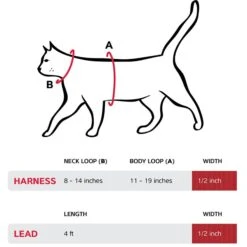 Red Dingo Classic Nylon Cat Harness & Leash -Cat Supplies 57597 PT4. AC SS1800 V1703091390