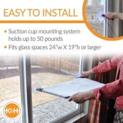 K&H Pet Products Window Lounger Cat Perch, Natural, 12x23-in -Cat Supplies 613502 PT4. AC SS1800 V1659709709