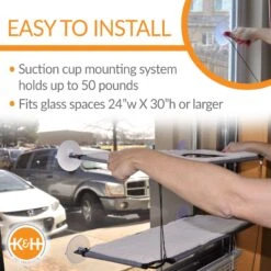 K&H Pet Products Window Double Lounger Cat Perch, Natural, 12x23-in -Cat Supplies 613518 PT4. AC SS1800 V1661973171