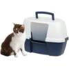 IRIS USA Hooded Corner Cat Litter Box With Front Door Flap