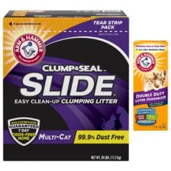 Arm & Hammer Litter Baking Soda Double Duty Cat Litter Deodorizer & Arm & Hammer Litter Slide Multi-Cat Scented Clumping Clay Cat Litter