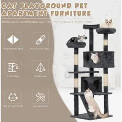 Coziwow 60-in Scratching Posts & Toys Cat Tree & Condo, Grey 17 Coziwow 60-in Scratching Posts & Toys Cat Tree & Condo, Grey -Cat Supplies 666062 PT8. AC SS1800 V1668457949