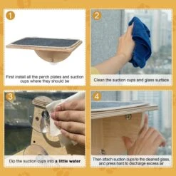 Coziwow Cat Window Perch With Suction Cups, Natural Wood -Cat Supplies 668486 PT8. AC SS1800 V1666649257